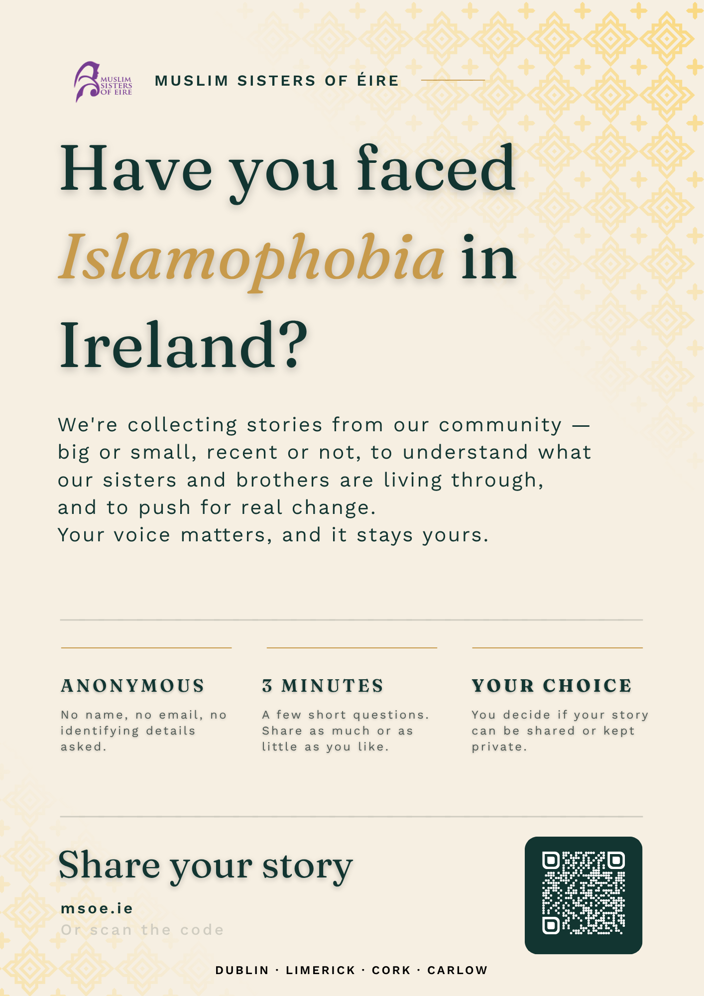 Muslim Sisters of Éire — Have you faced Islamophobia in Ireland? Share your story.